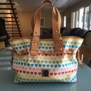 Dooney & Bourke Large Leather & Fabric Hearts Bag